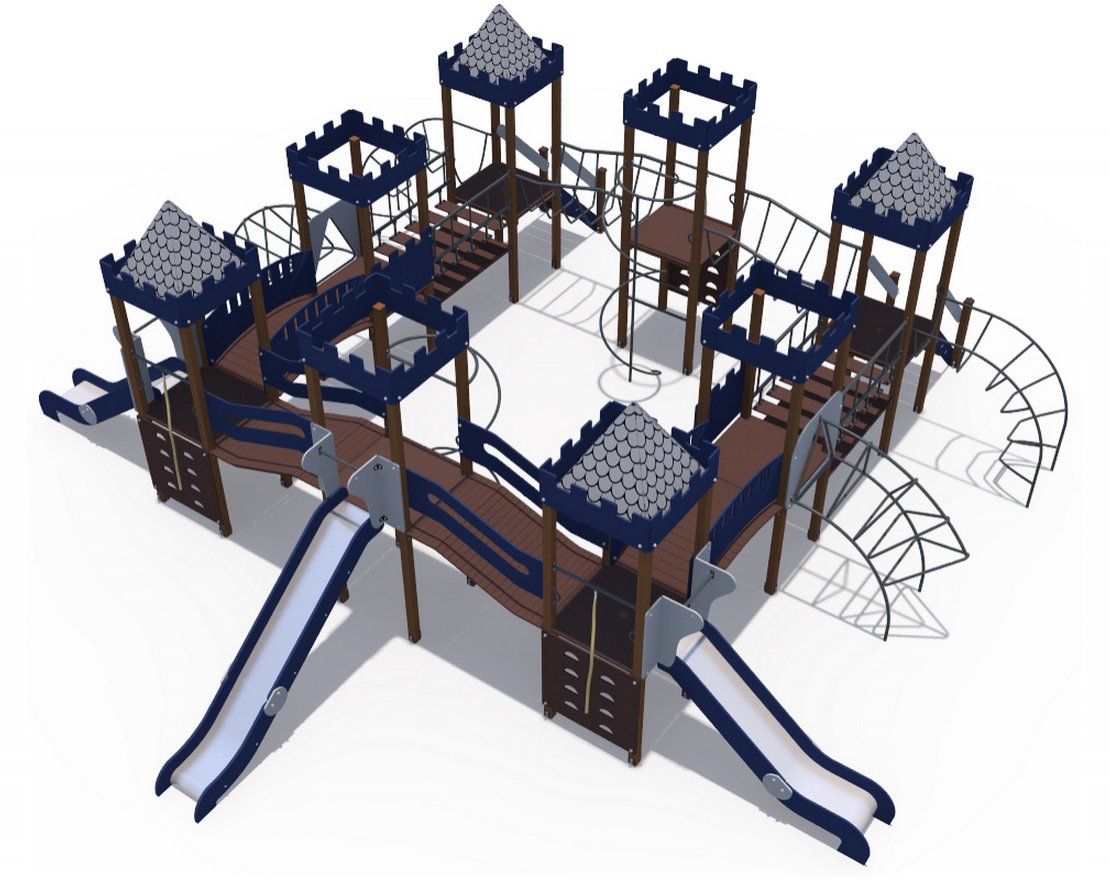 Детский игровой комплекс Сити с тремя горками металлический скат,Н-1200 и 1500 ДИО 13072.2